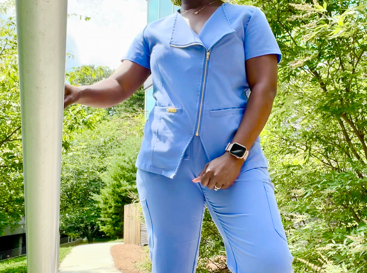 Absolute “Long Zip Collar” Scrub Top